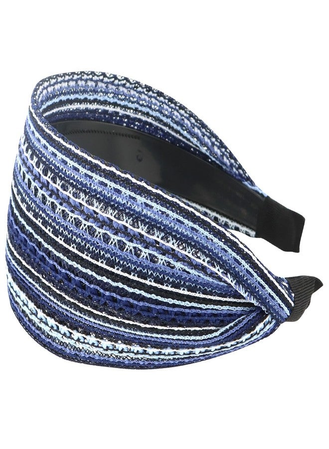 ACO-UINT Boho Headbands, Non-slip Wide Headbands for Women, Teeth Fashion Hairbands Hair Accessories for Women Girls (Blue, 1 Count) - Image 1
